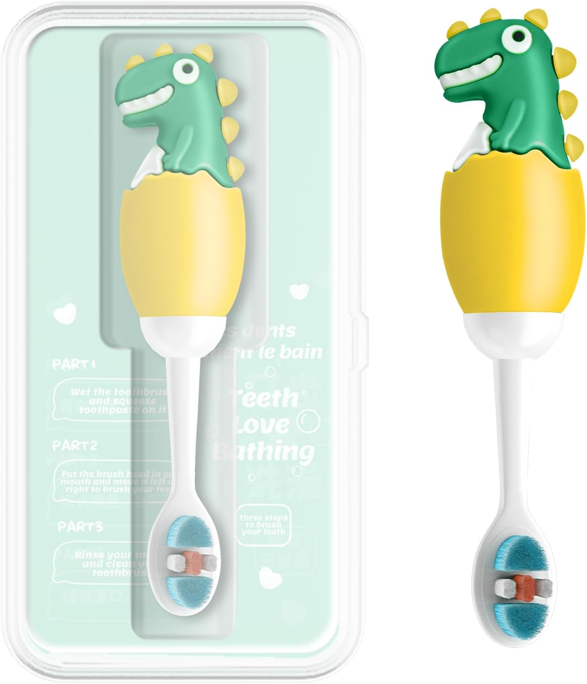 Kids Manual Toothbrush, Ultra-Soft Kids Toothbrush for Sensitive Teeth & Gums, Gentle Toddler & Children's Brush with 10000 Bristles Travel-Friendly Design for Ages 2-7 (Yellow)