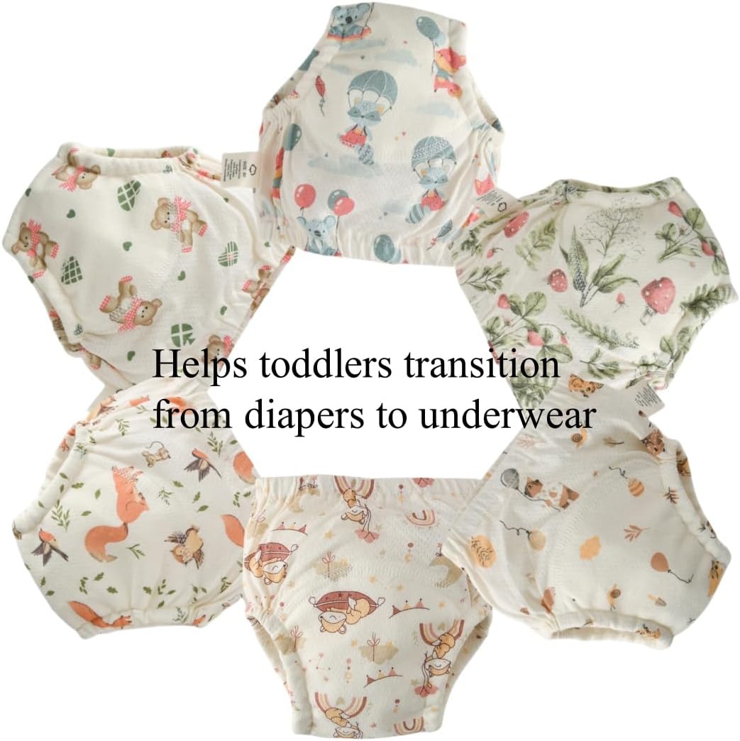 Baby Training Underpants,Soft Cotton Absorbent Potty Training Underwear For Baby Boys And Girls 6 Pack