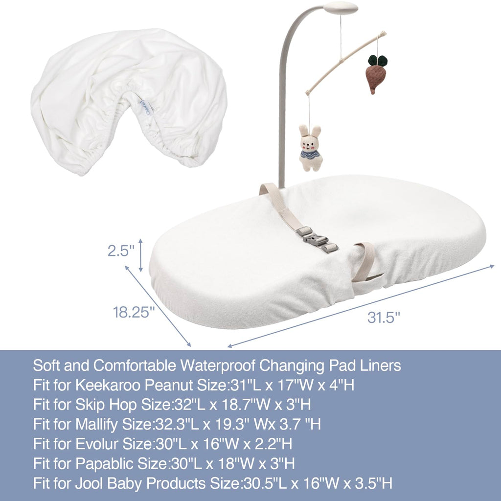 1-Pack Changing pad Cover Waterproof - Soft Baby Baby Changing pad Cover,Contour Changing Pads Liners,Change Pad Cover,Ultra-Soft & Breathable,Fits Skip Hop,Keekaroo Peanut,Machine Washable(1)