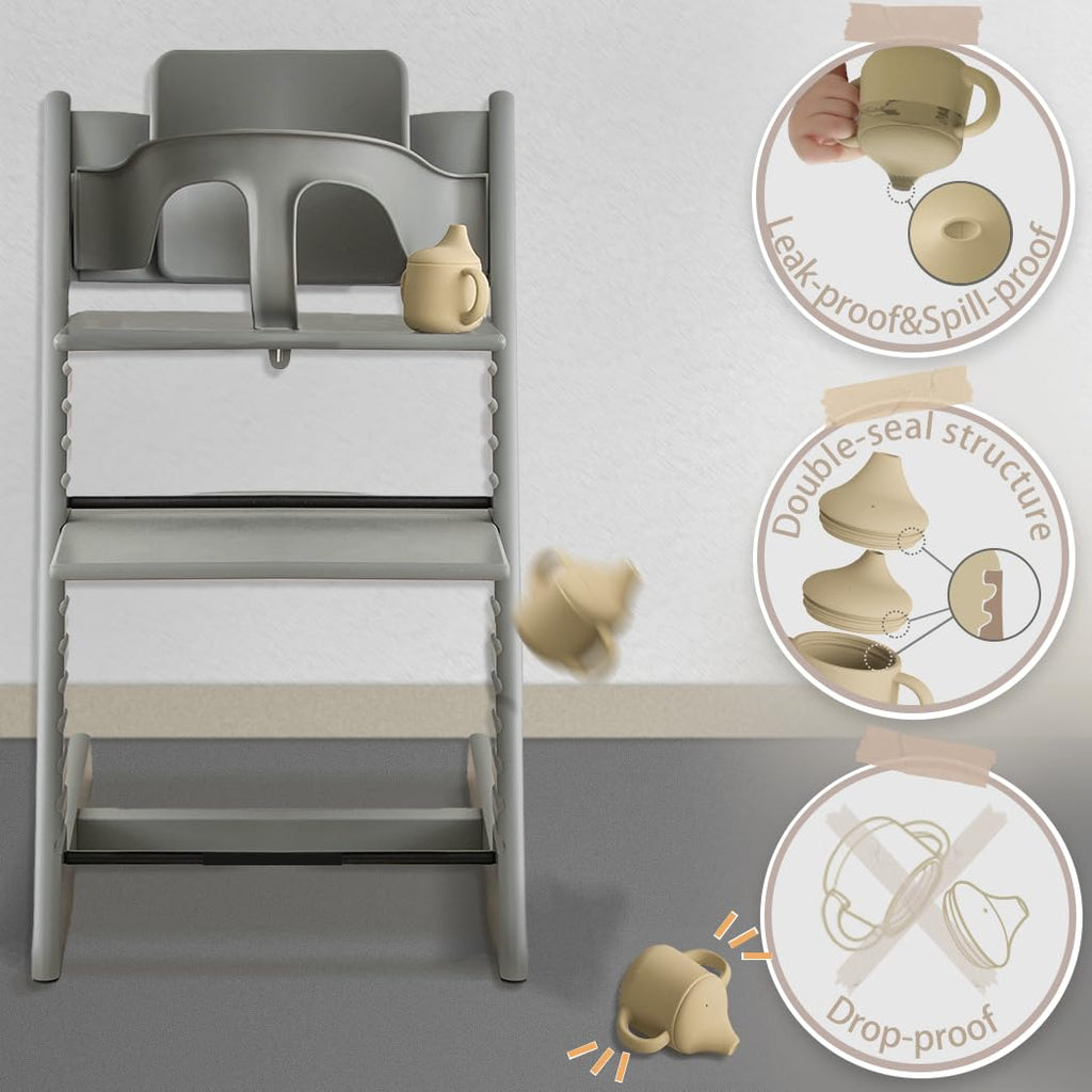 Moonkie Silicone Baby Sippy Cups | 3 Stages Training Cup Straw Cup for Infants Toddlers and Kid | 4 oz 2Pack