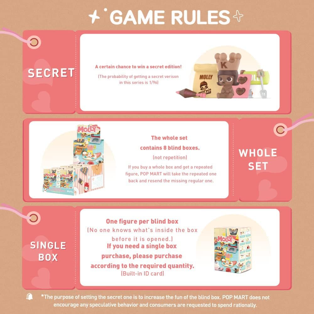 POP MART Molly Cooking Prop Blind Box Figures, Random Design Box Toys for Modern Home Decor, Collectible Toy Set for Desk Accessories, 1PC