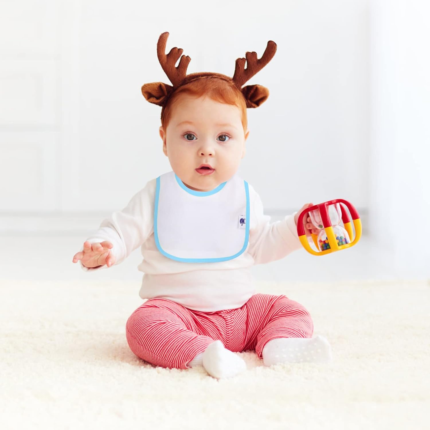 SPINFOX Waterproof Baby Bibs for Girls, Boy, Unisex Drool Bib Cotton Solid Knit Infant Feeding Bibs