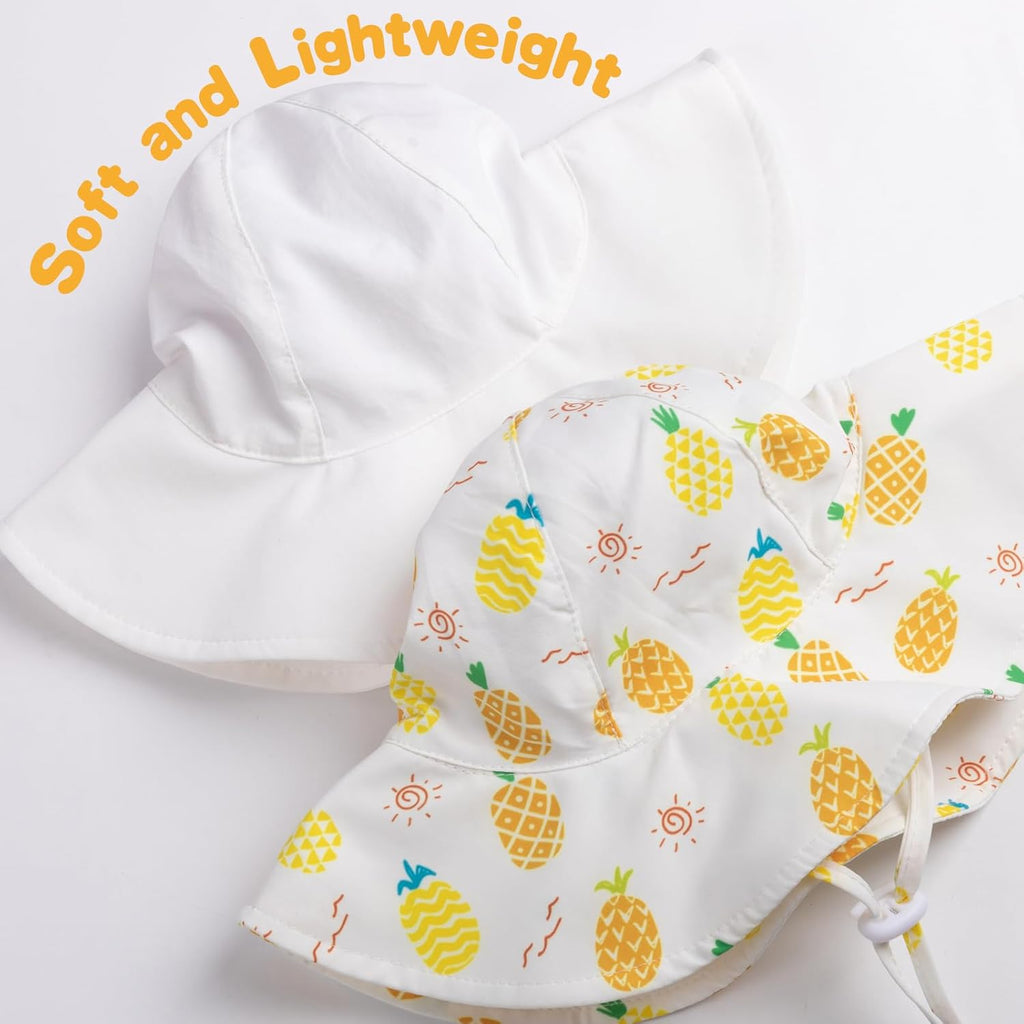 Baby Sun Hat Toddler Girl Beach Hat Adjustable Outdoor Summer Hat UPF 50+ Sun Protection Wide Brim Infant Kids