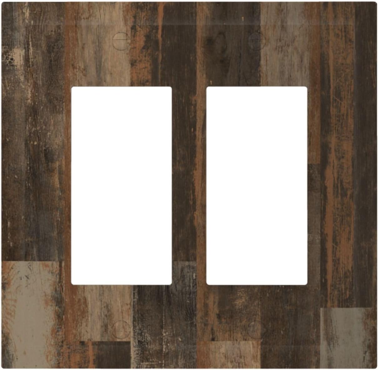 Rustic Brown Wood Grain Dark Oak Decorative Outlet Covers 2 Gang Double GFCI Rocker Electrical Wall Panels Light Switch Cover Plate for Farmhouse Home Decor