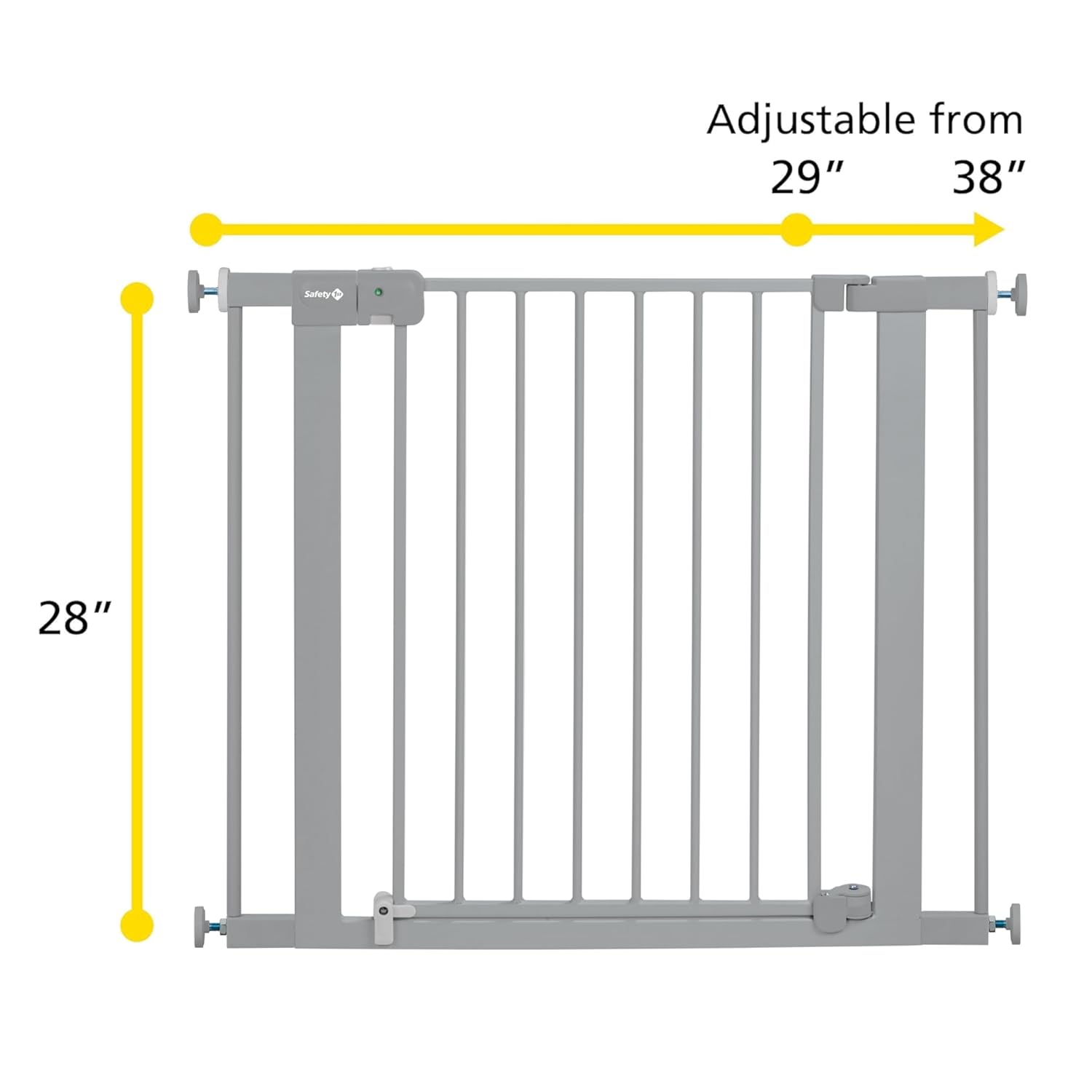 Safety 1st Easy Install Baby Gate for Doorways, Auto-Close Pressure-Mounted Magnetic Latch, Indoor Dog Gates, No Drilling, Fits 29"-38", Grey