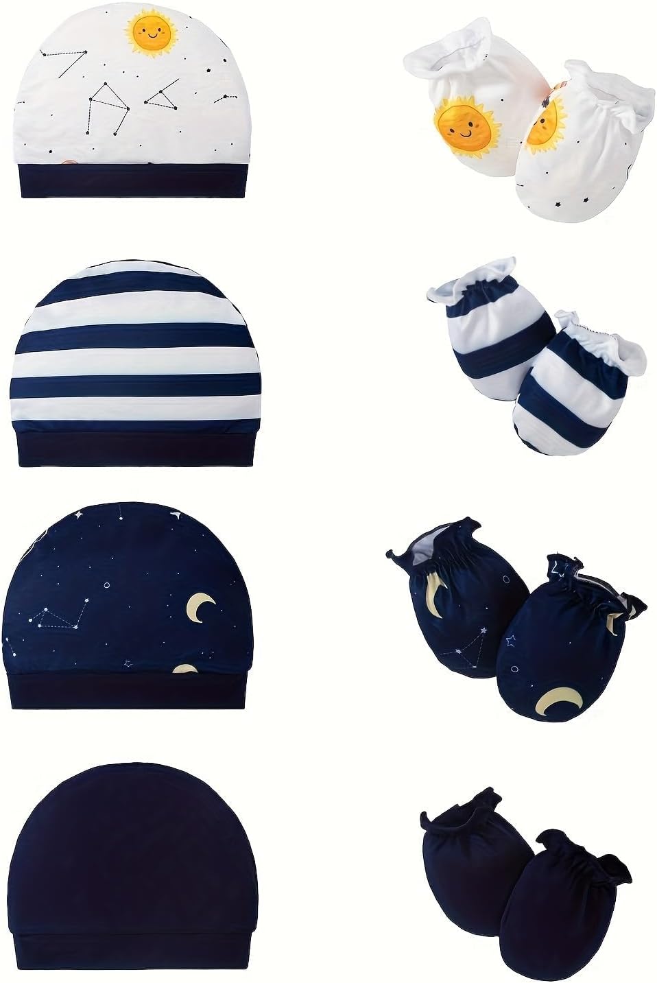 NZRVAWS Newborn Baby Boy Girl Clothes Unisex Infant Romper Pants Set Hat 4-Pack Outfits 0-12 Months 16 Pieces Toddler