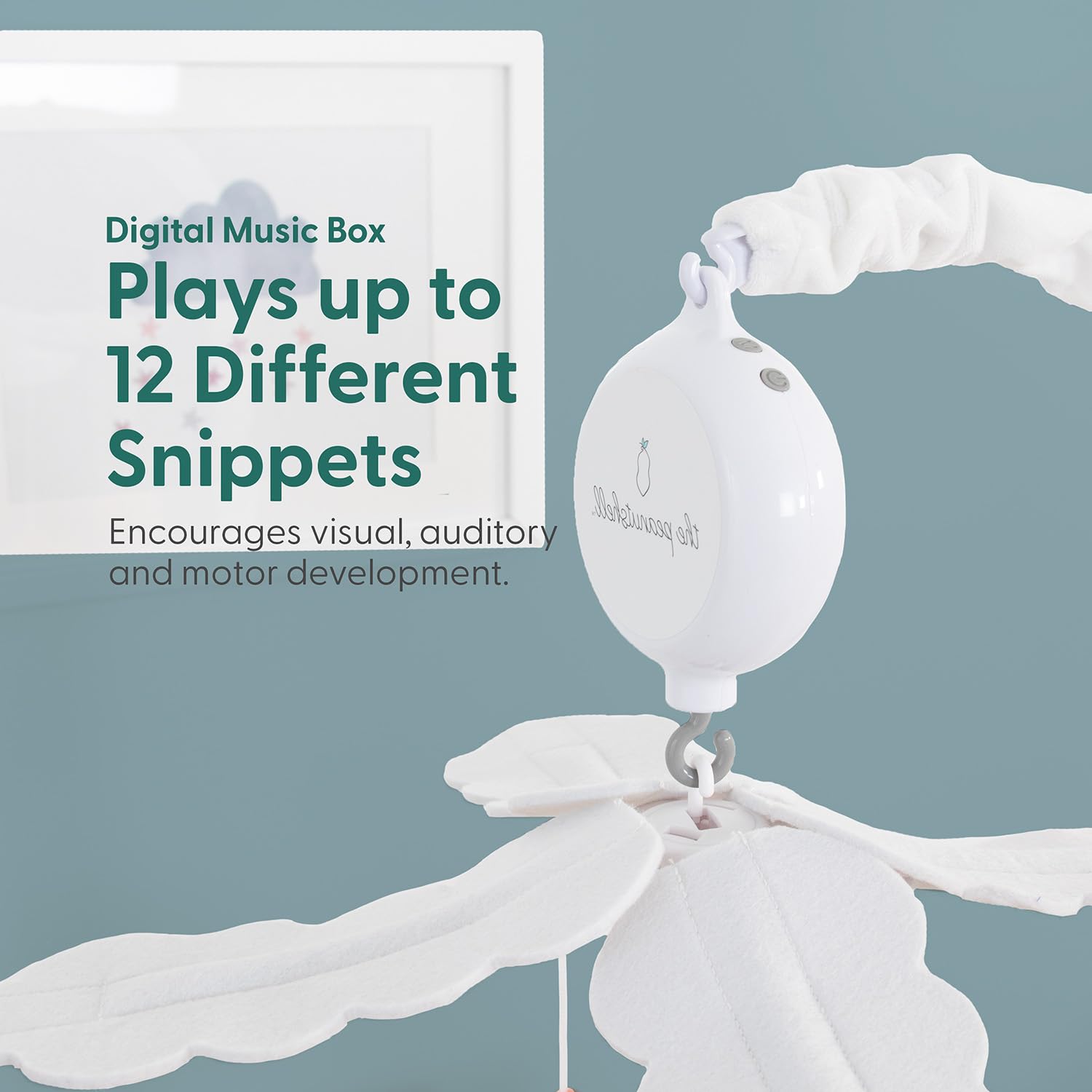 The Peanutshell Crib Mobile for Boys or Girls - White and Dark Blue Musical Baby Crib Mobile with 12 Lullabies, Planets Baby Spectacular Space Nursery Decor