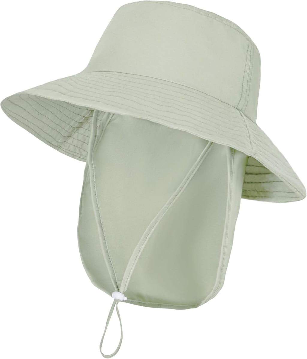 Baby Sun Hat Toddler Bucket Hats with Removable Neck Flap for Boys Girls Kids with Wide Brim Summer Beach UPF 50+