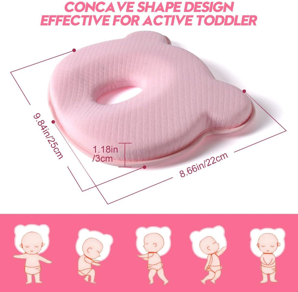 Memory Foam Travel Pillow,Portable Cute Cartoon Bear Soft and Cozy Pillow (Pink)