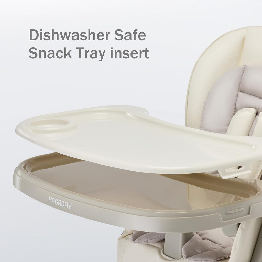 6 in 1 Convertible High Chairs for Babies and Toddlers,Portable High Chair with Dishwasher Tray and 4 Wheel,Booster Seat for Dining Table,Foldable Toddle and Baby Feeding Highchair (White)