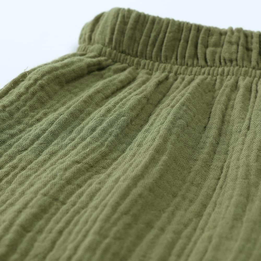 MYGBCPJS Baby Boys Girls Cotton Linen Trousers Kids Casual Ankle Pants Loose Long Bloomers