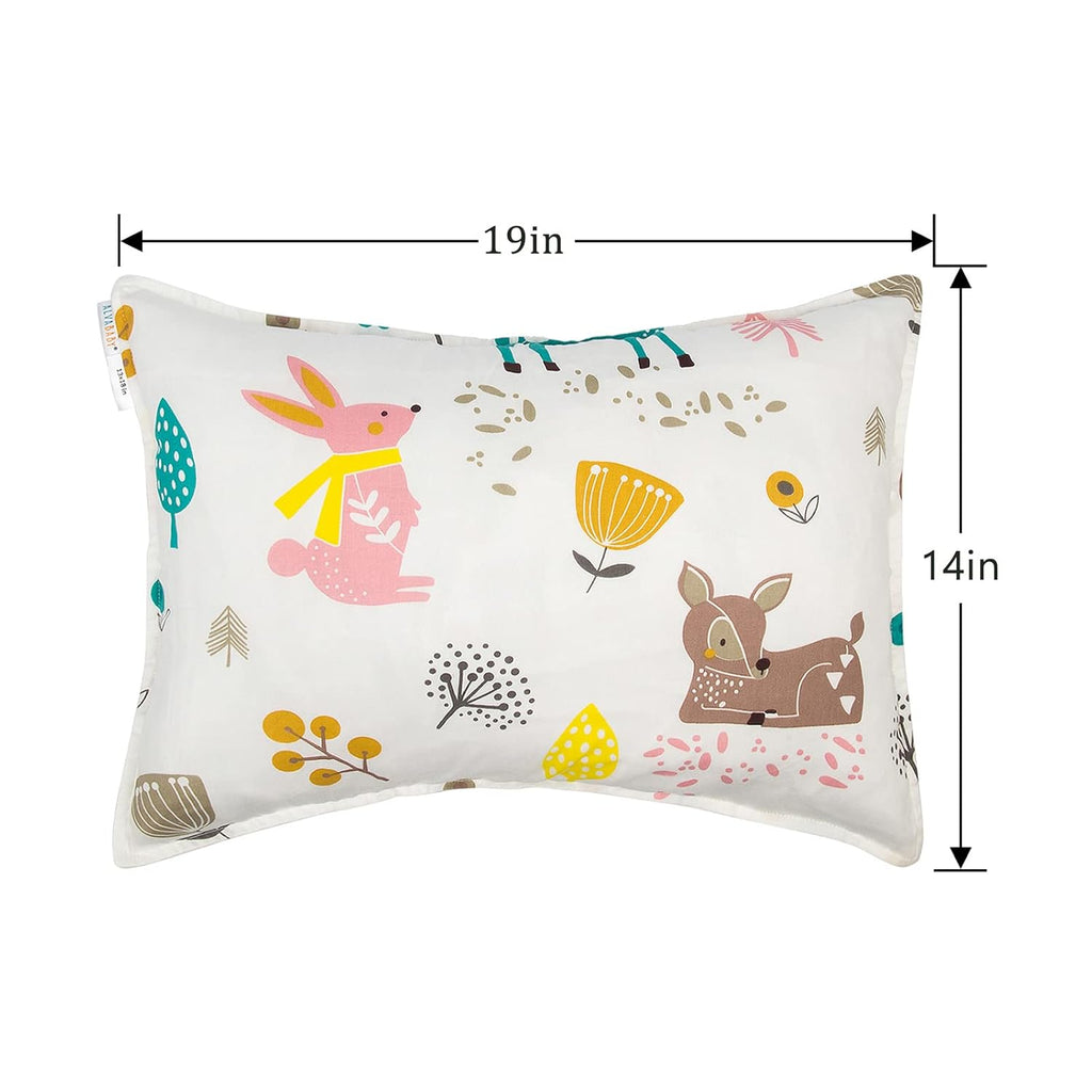 ALVABABY Toddler Pillowcases 2 Pack Organic Cotton Kids Pillow Cover Fit 13"x 18" or 14"x19" Envelope for Girl Boy Sleepy Travel