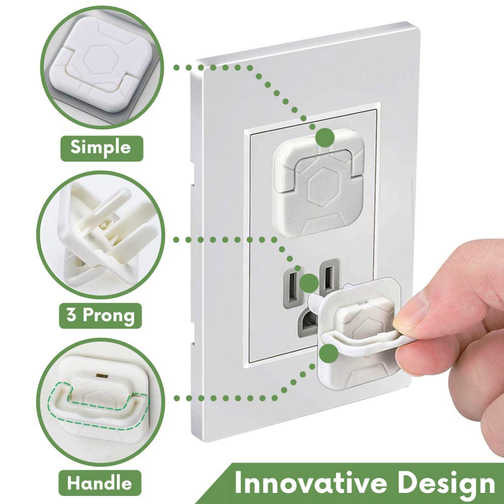 Outlet Covers Baby Proofing Socket Protectors Child Safety Plug Caps Difficult for Toddler to Remove Electric Shock Guard for US 3-Prong White 40 Pack