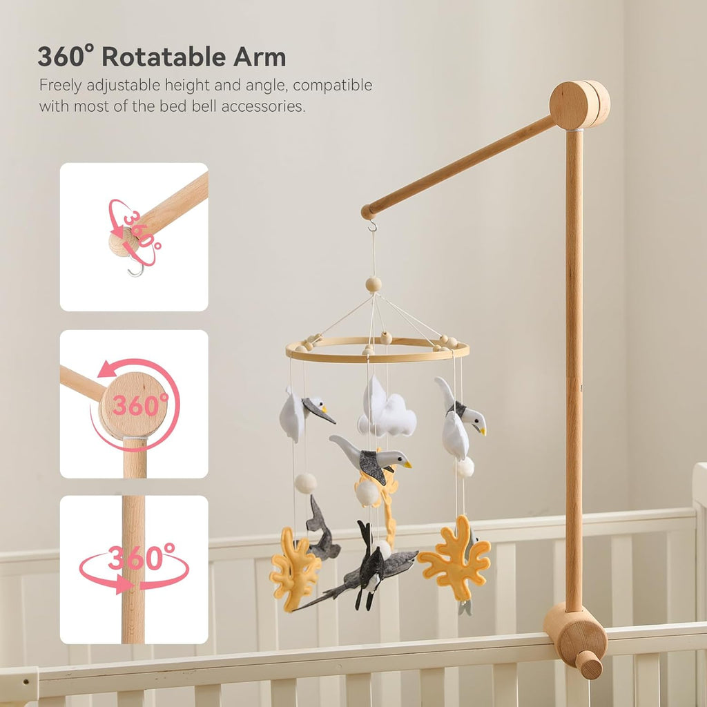HI BABY MONMENT Crib Mobile Arm - Baby Mobile Hanger with 360° Vertical Adjustment, Stabilizing Attachment for Added Safety, Mobile Arm for Crib, Sturdy & Secure Design for Nursery Mobile