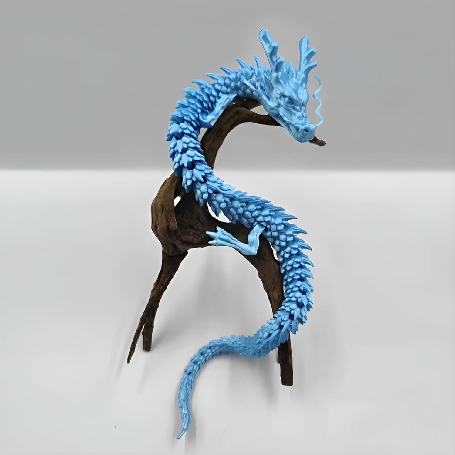3D Printed Dragon Fidget Toy, 18in Surprise Mystery Dragon, Crystal Dragon Fidget Toy, Articulated Pye Dragon Fish/Display Cabinet/Home/Office Desktop Decor (Blue)