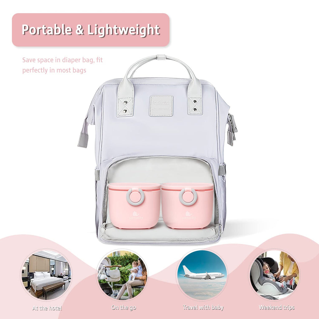 Termichy Baby Formula Dispenser, Portable Milk Powder Dispenser Container with Carry Handle and Scoop for Travel Outdoor Activities with Baby Infant, 8.8OZ, 0.55LB, 250g, 500ml (Pink)