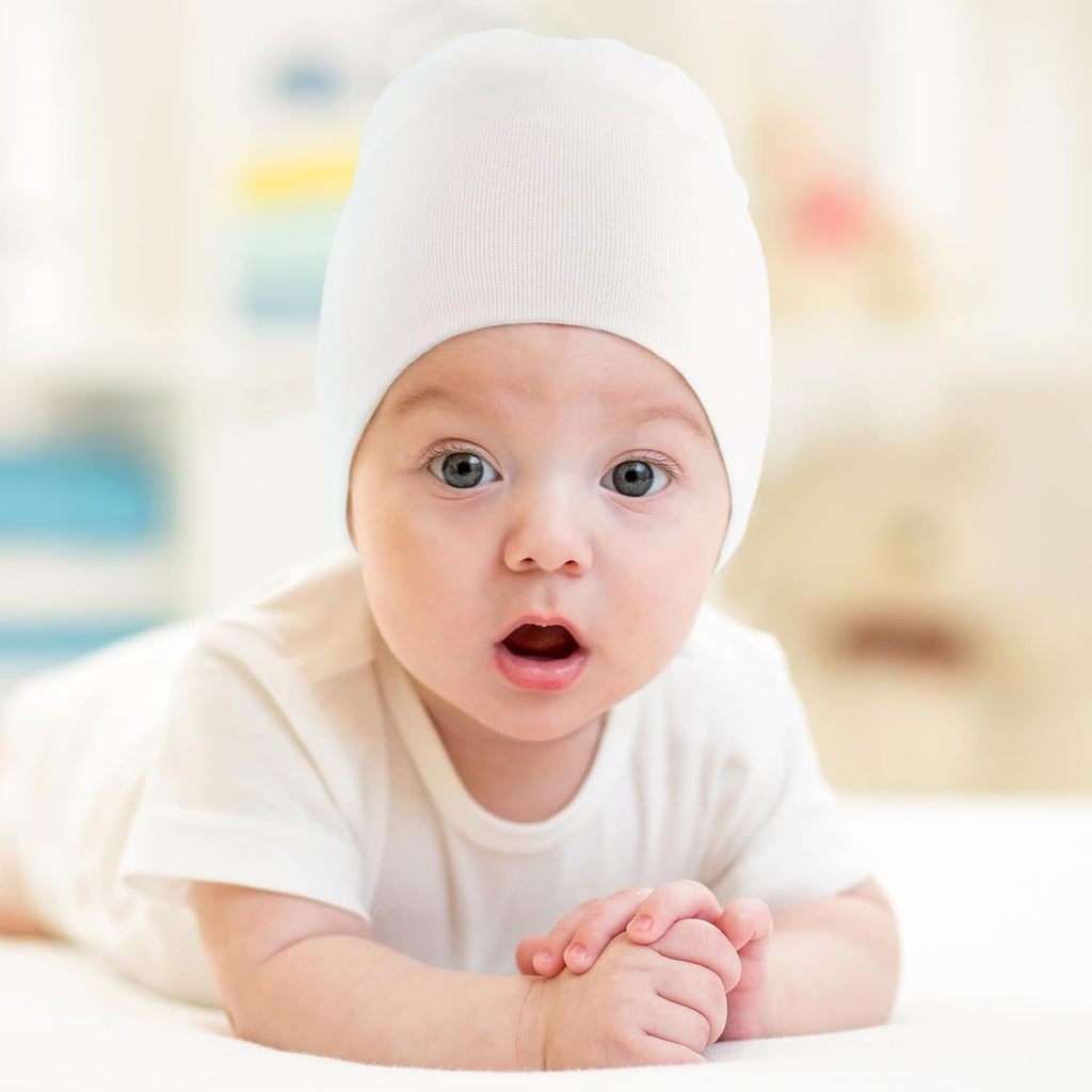 DRESHOW BQUBO 4 Pieces Baby Beanie Newborn Toddler Soft Cute Knit Hat Hospital Hats for Baby Boys Infant Cap Beanies