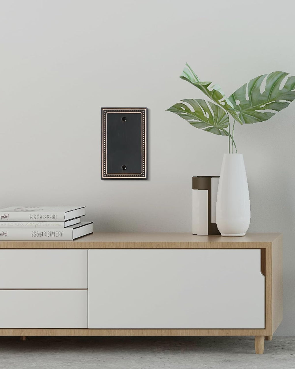 2-Pack Blank Outlet Cover Wall Plate, Metal Switch Plates Outlet Covers, Aged Bronze Pearls Beaded Decorative Wall Plates