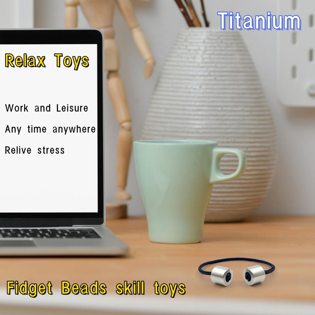 Titanium Alloy Beads - Worry Fidget Beads Skill Toys - Portable EDC Metal Fidget Toys - Gifts for Skill Players - with Parachute Cord (Silver)