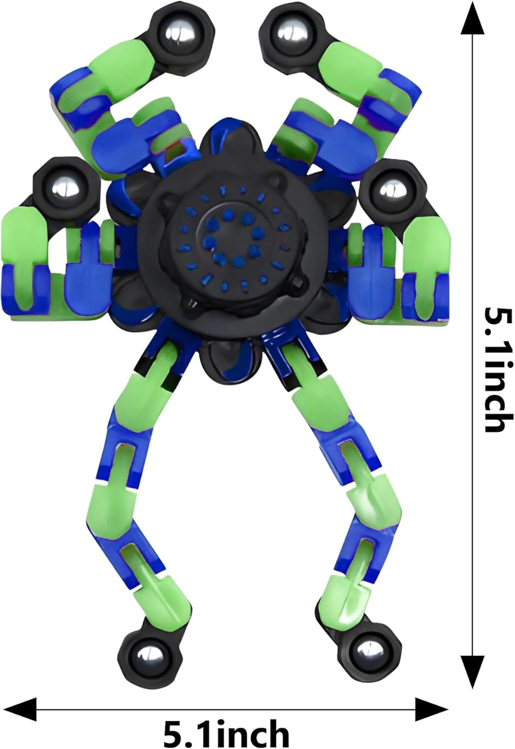 Fidget Spinners, DIY Transformable Chain Robot Finger Spinner, Glow in The Dark Deformable Creative Mechanical Gyro Toy Stress Relief Toy Fidget Fingertip Toy for Kids and Adults (2 Pack)