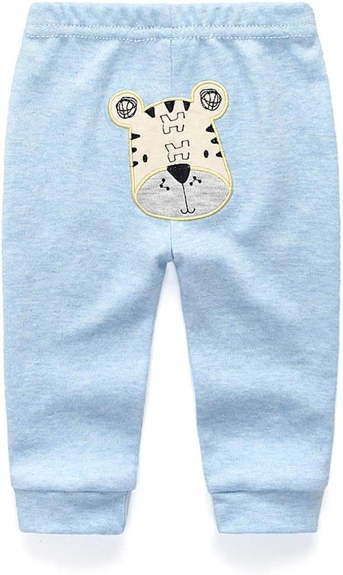 Unisex Newborn Baby Cotton 4-Pack Pants Embroidery Pringting Casual Leggings 0-24 Months for Boys and Girls