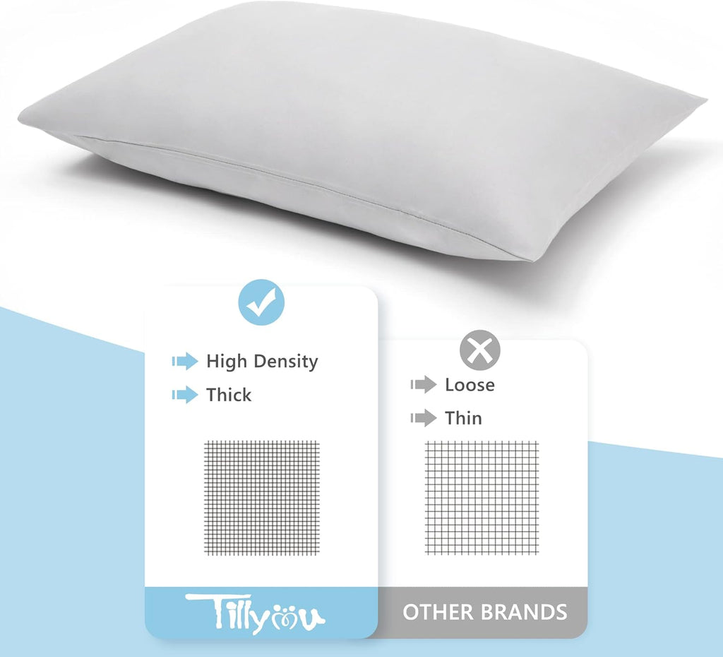 TILLYOU Toddler Pillowcase 2 Pack with Envelope Closure,13" x 18" Silky Soft Microfiber Travel Pillow Case Kids Pillowcases for Boys and Girls,Gray