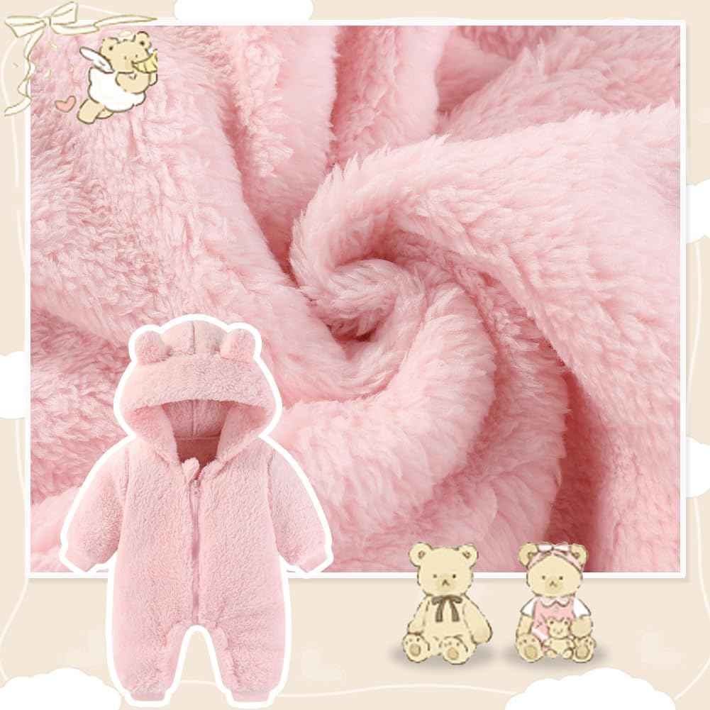 UVIPC Baby Newborn Bear Outfit Fleece Snowsuit Winter Clothes Hooded Jumpsuit Romper for Baby boy girl