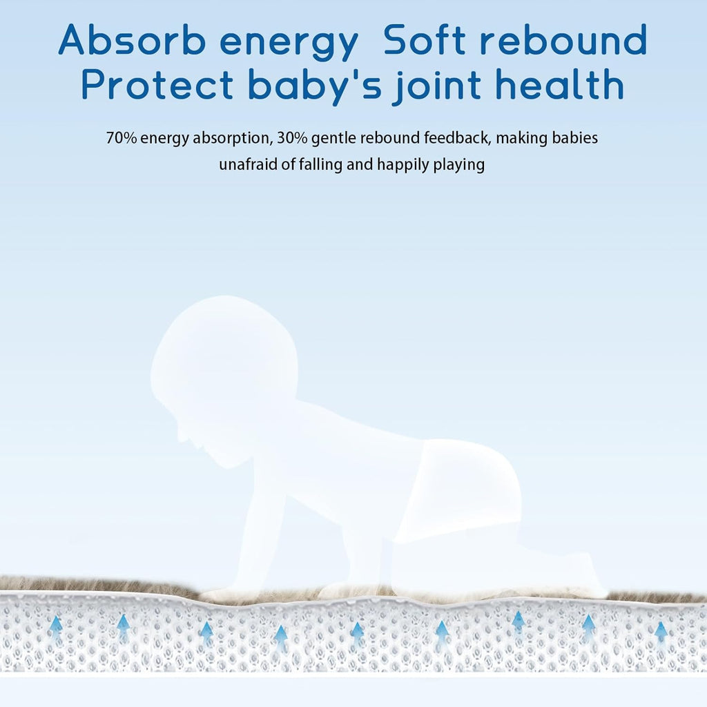 Baby Play Mat for Floor Tummy Time Nursery Rug Muscle Area Rug Playroom Rug Tatami 50 * 50" Memory Foam 1.3" Thick Crawling Mat For Babies,Toddlers, Infants, Kids,Floor Mat(Brown)