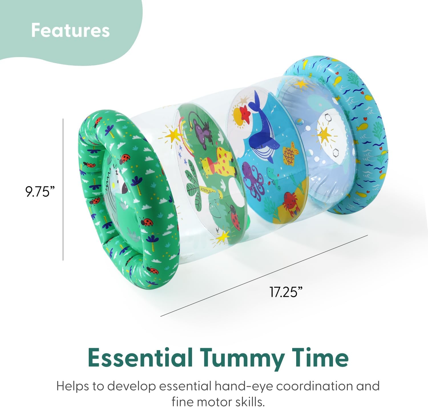 The Peanutshell Inflatable Tummy Time Roller - Crawling Toys for Babies, Soft & Supportive Baby Tummy Time Roller, Water-Friendly Crawling Toys for 6-12 Months - Land and Sea