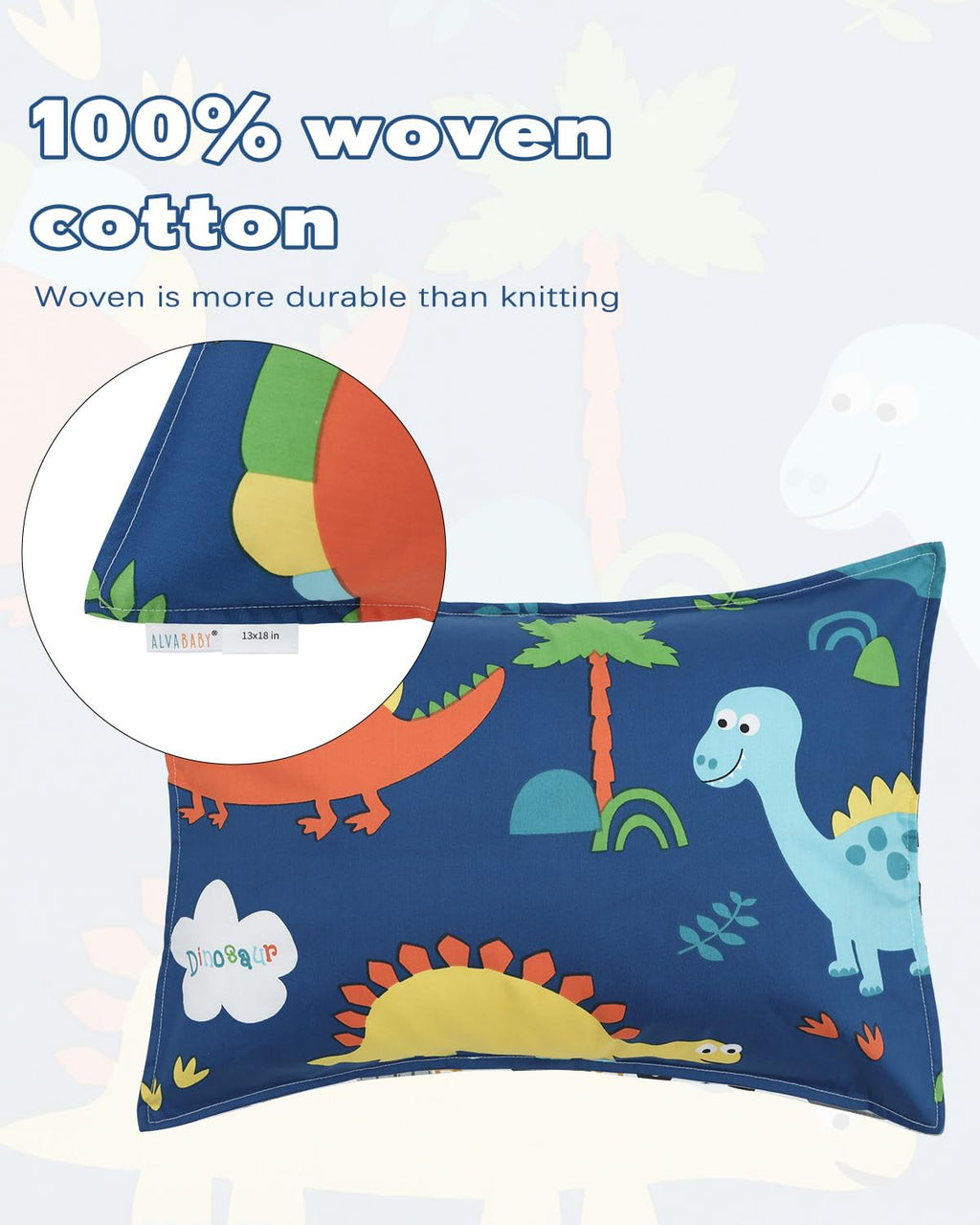 ALVABABY Toddler Pillowcases 2 Pack Organic Cotton Kids Pillow Cover Fit 13"x 18" or 14"x19" Envelope for Girl Boy Sleepy Travel(Pillowcase Only) 2L-FTP08A