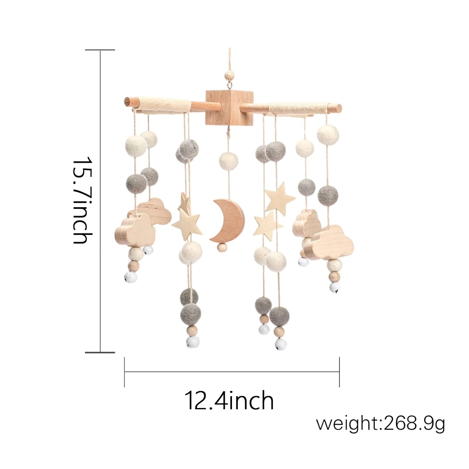 Baby Mobile for Crib | Baby Crib Nursery Mobile Star Moon for Baby Boys and Girls | Boho Nursery Decor | Baby Shower Set for Infant Bedroom Hanging Decoration