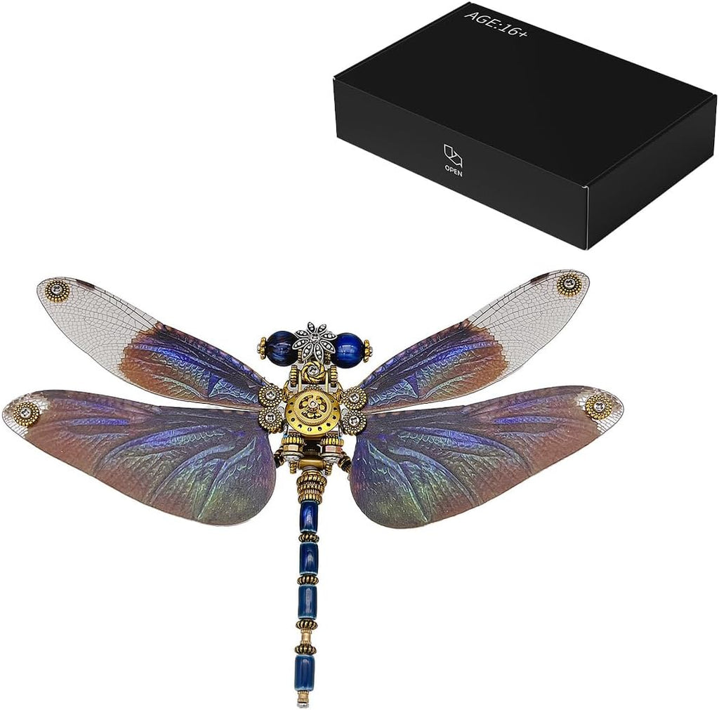 Keetopteep 3D Metal Puzzle for Adults, 200 Pieces Mechanical Dragonfly DIY Assembly Kit to Build, 3D Puzzle Handmade Craft Desk Ornament Toys (Color3)