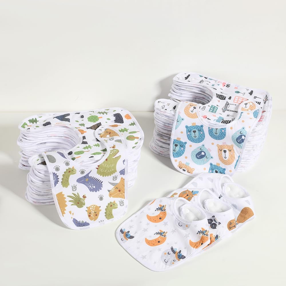 7 Pack Baby Cotton Absorbent Bibs for Drooling Teething