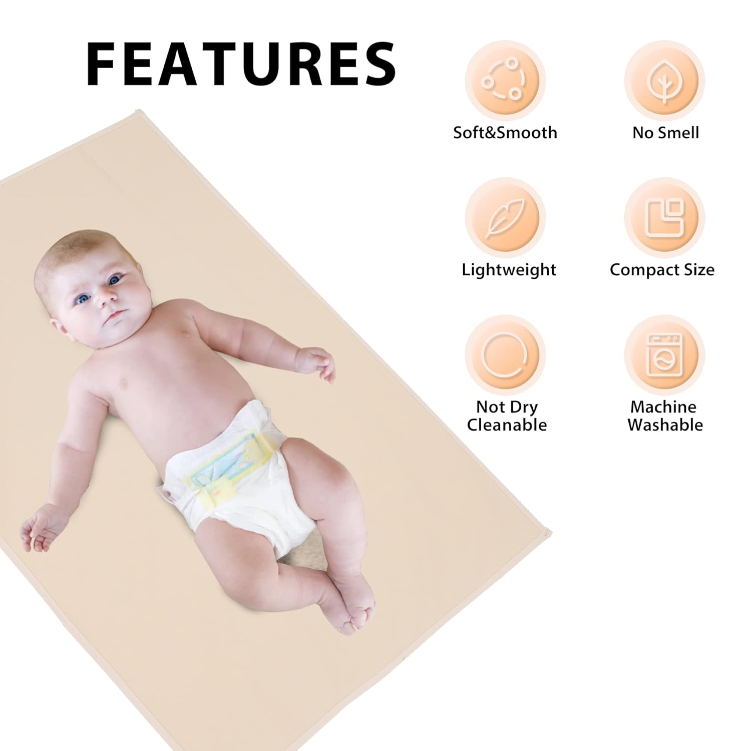 Vegan Leather Baby Changing Mat - Wipeable Portable Changing Pad, Foldable Travel Changing Mat for Baby, Newborns Toddlers Shower Gifts (Apricot,20"*28")