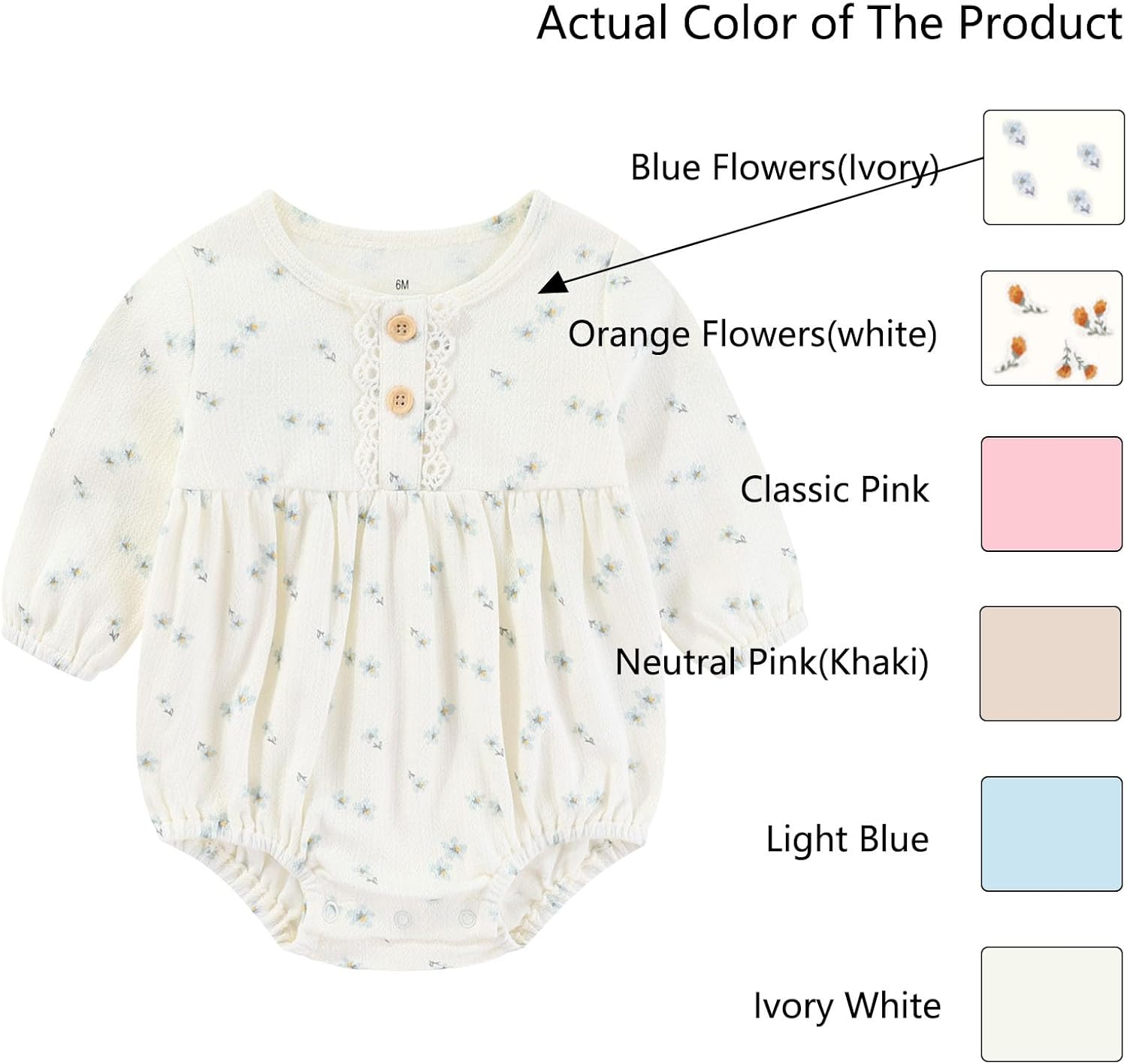 Baby Girl Clothes Cotton Bubble Romper Floral Bodysuits Infant Outfit Set