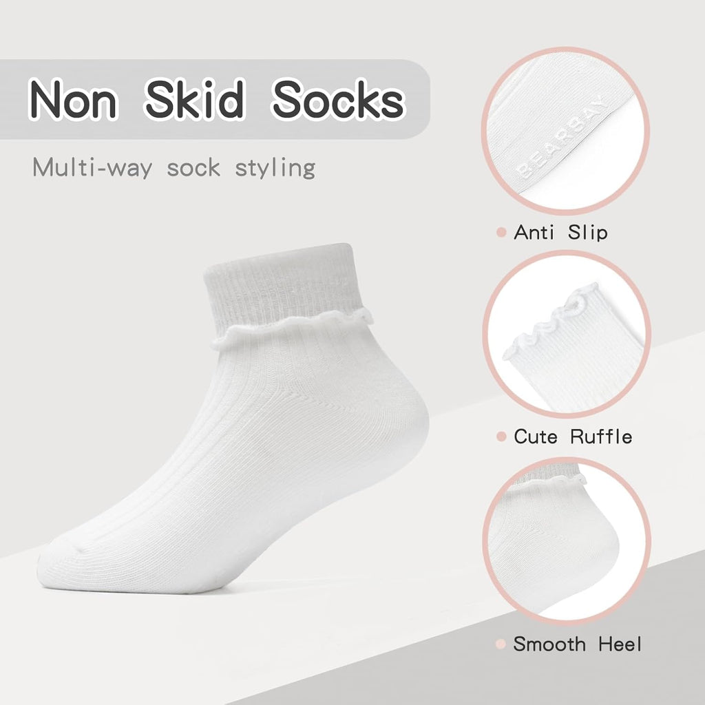Baby Non Slip Ankle Socks with Grippers for 0 Months-7 Years Old Walking Socks