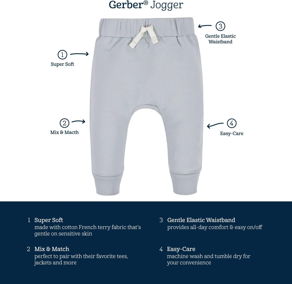 Gerber Baby Boys' Toddler 3-Pack Jogger Pants