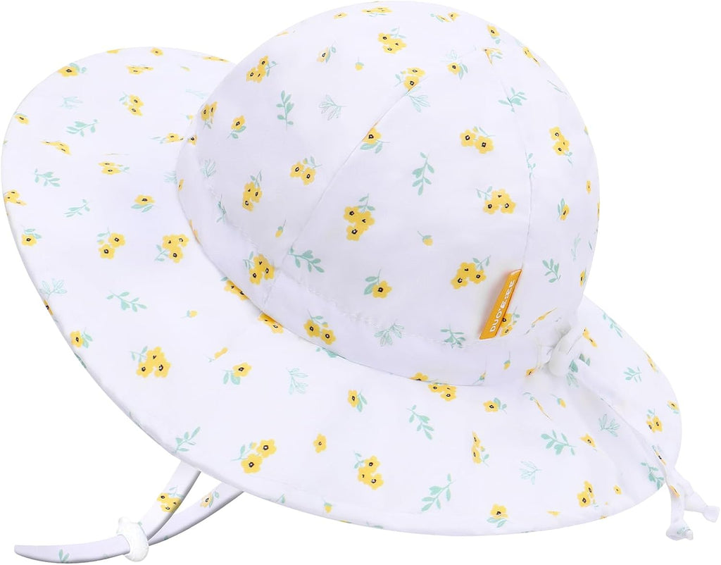 UPF 50+ Baby Bucket Hat - Wide Brim Sun Protection Beach Cap for Girls - Cute & Adjustable Toddler Hat