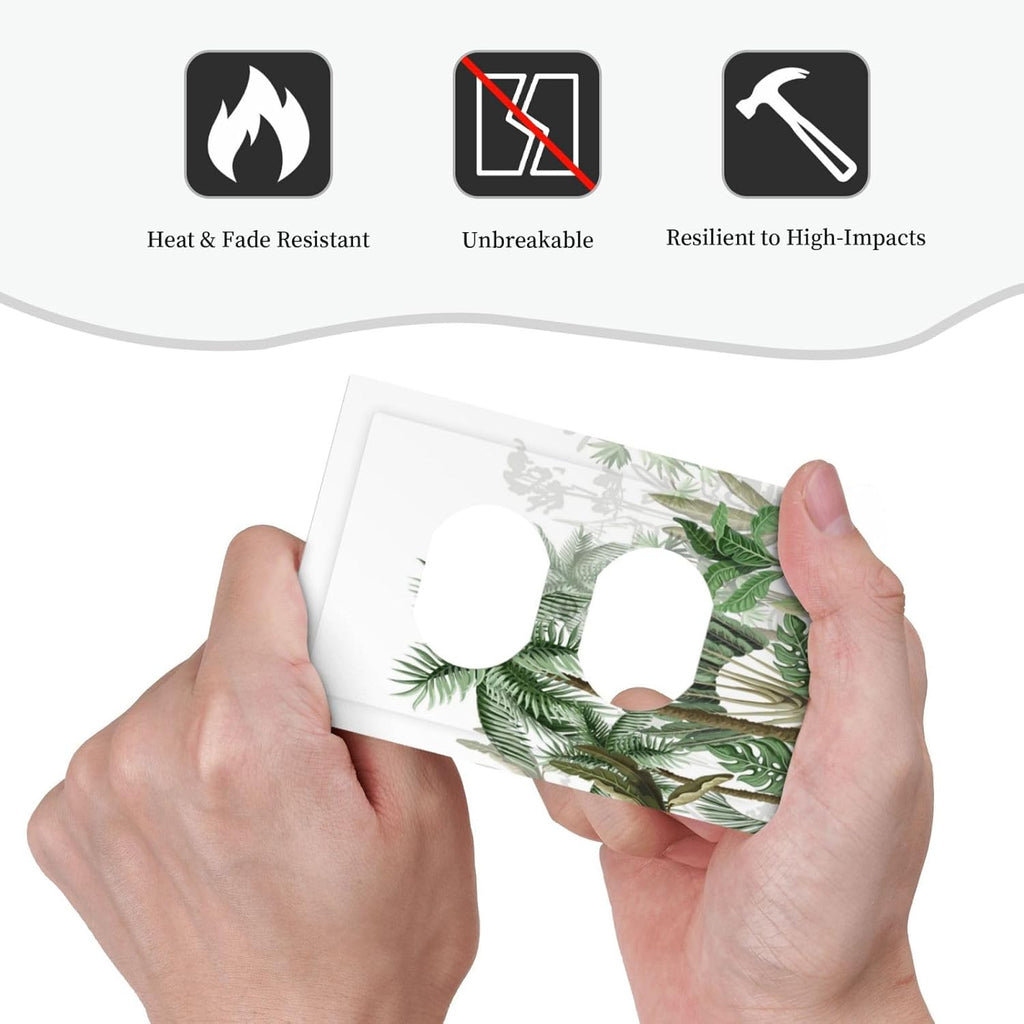 Palm Tree Banana Leaf Green Rainforest Natural Landscape Outlet Covers 1 Gang Duplex Light Switch Cover Decorative Switch Plates Electrical Receptacle Faceplate Wall Plate for Bed Room Living Room