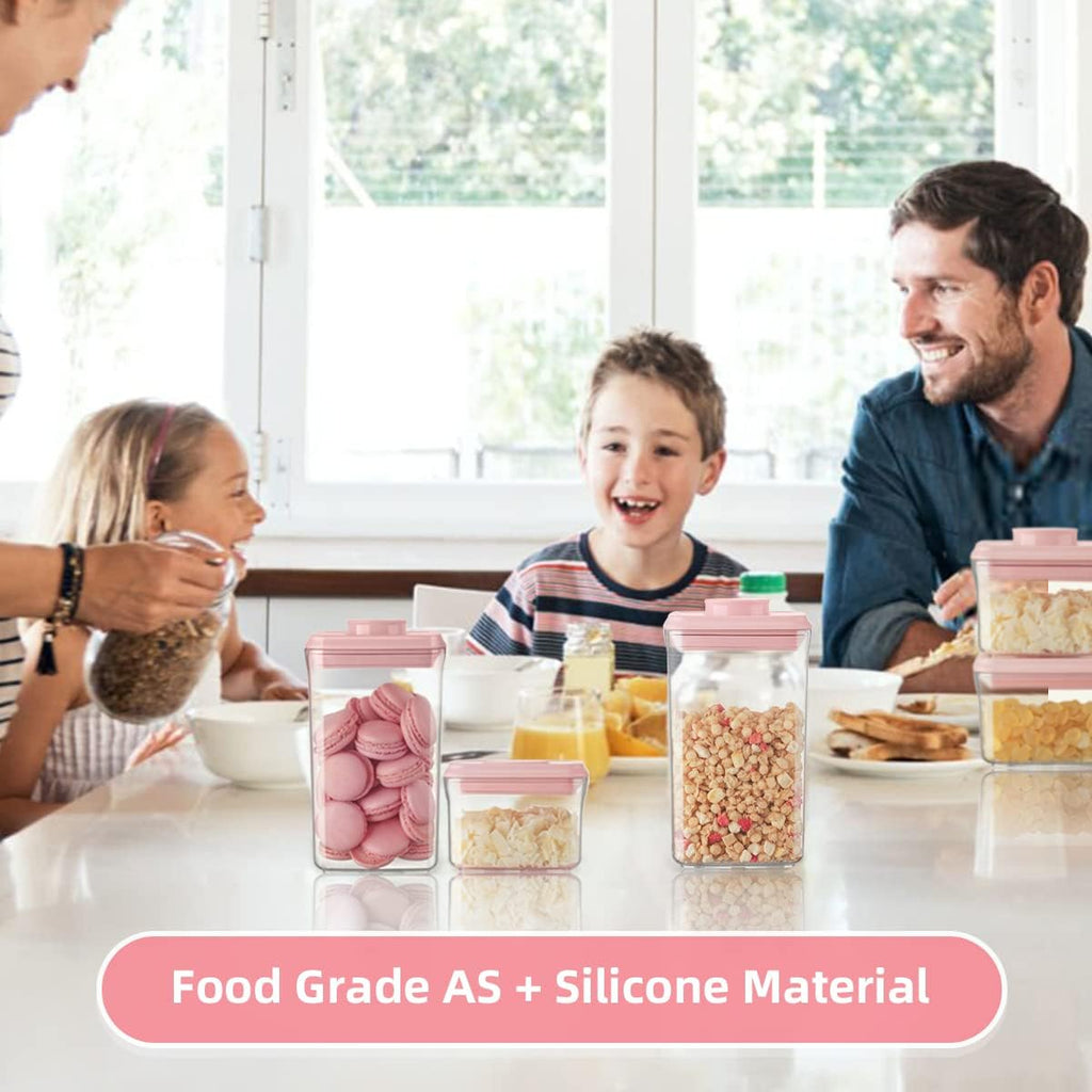 Ankou Airtight Food Storage Container - 7 Pcs One Button Handy Container Stackable Food Containers for Snacks Candy Salt Herbs Spices Coffee Bean Formula Popcorn BPA-Free Tight Seal