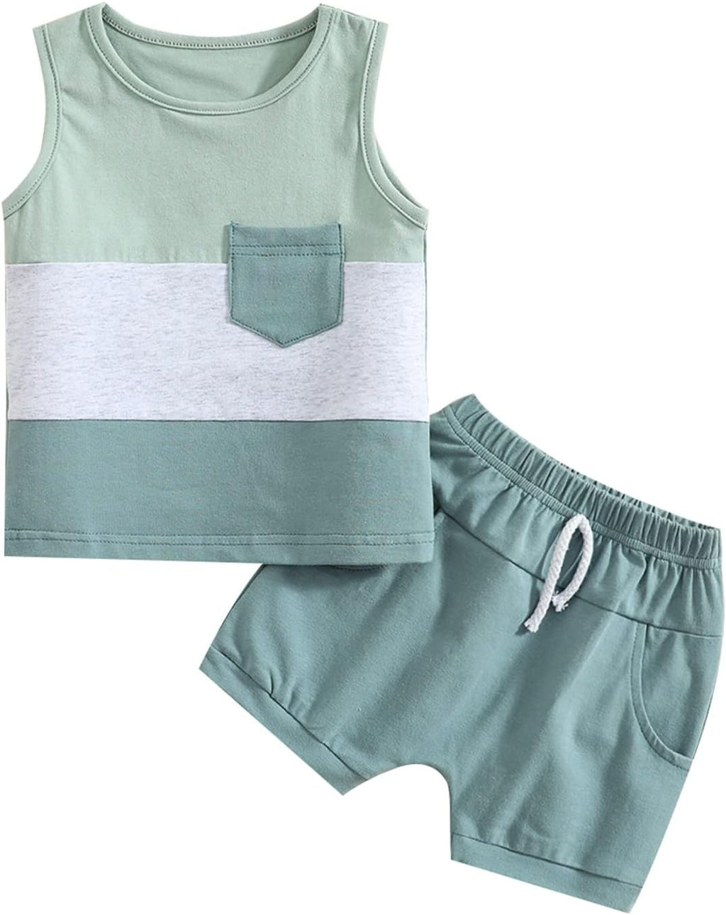 Kupretty Baby Boy Summer Clothes Sleeveless Tank Tops Vest T-Shirt + Casual Shorts Toddler Outfits Set