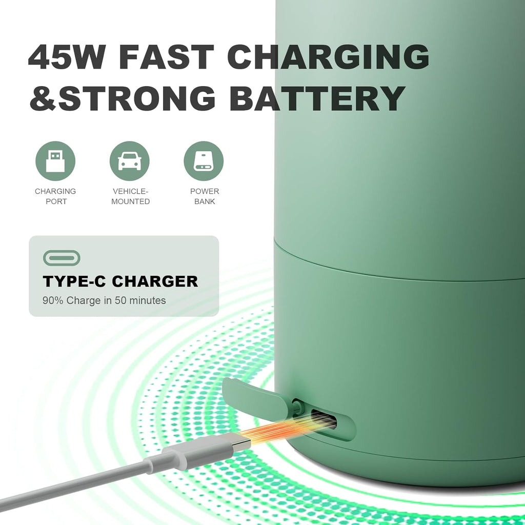 Portable Bottle Warmer for Travel - Portable Milk Warmer for Baby - Fast Heating Fast Heating Breast Milk & Formula Warmer 17oz Capacity, Adjustable Temp Long Battery Life for Outdoor Airplane and Car