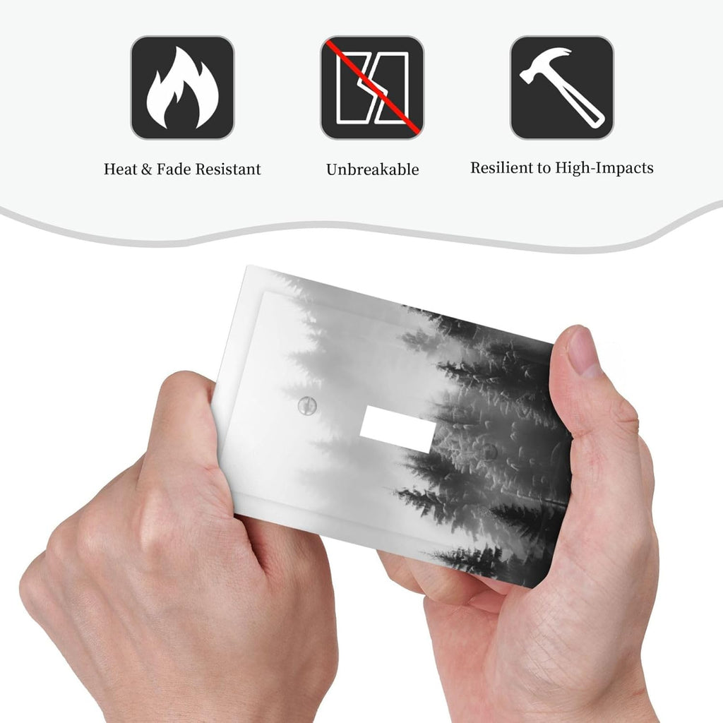 Foggy Forest Natural Scenery Retro Tree Pine Decorative Light Switch Cover 1 Gang Single Toggle Device Electrical Faceplate Switchplates Decorator Outlet Wall Plate for Bed Room Living Room Decor