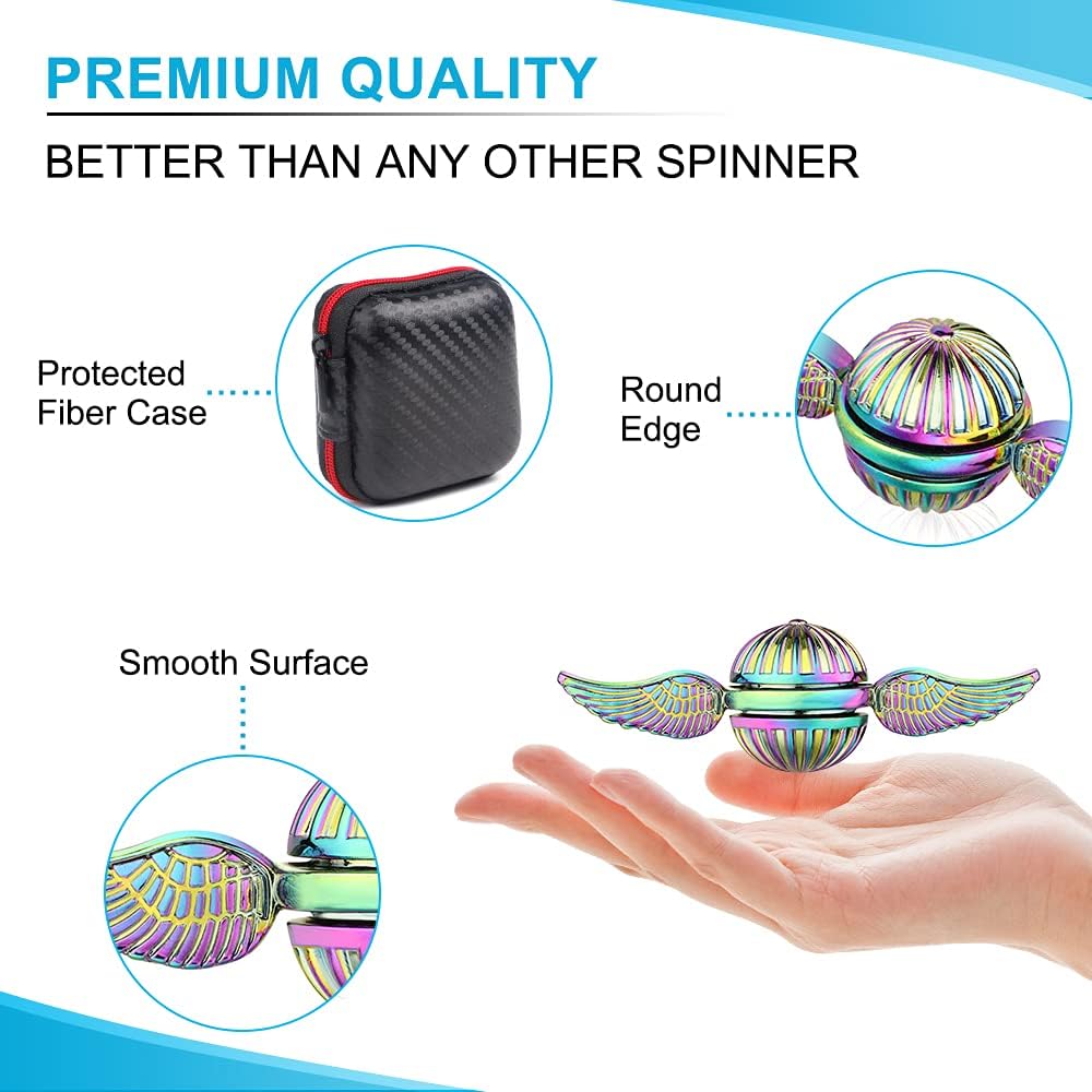 Rainbow Fidget Spinner Magic Orb Anxiety Toys Stress Relief Reducer Spin Fidgets Hand Bearing Tri Spinner Finger Spinners Toy Focus Long Spining Novelty Gift for Adults Kids