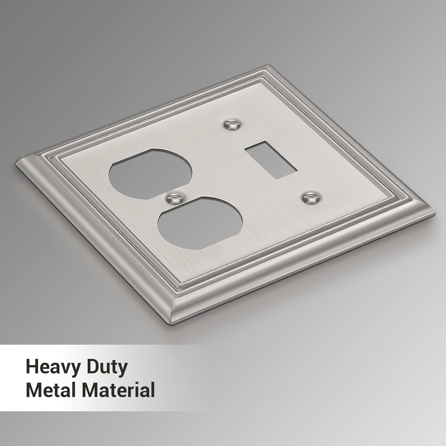DEWENWILS Combo Toggle/Duplex Wall Plates, Brushed Nickel Double Outlet Covers, 2-Pack