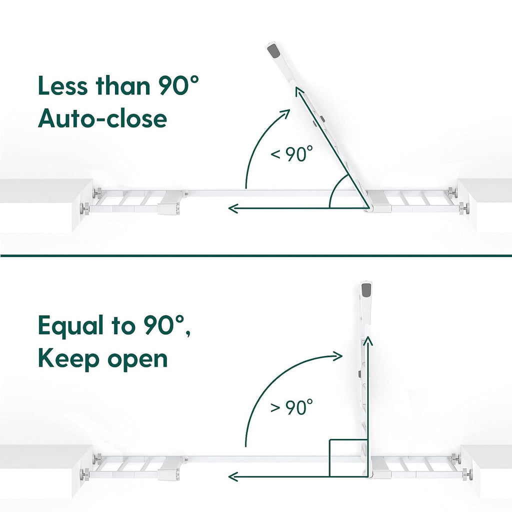 BABELIO 36" Tall Baby Gate, 29-48" Auto Close Pressure Mounted Dog Gate for Stairs, Doorways & Hallway, Protector Basics Easy Walk Thru Pet Gate, Metal Child Gate with 2*Y Spindle Rods, White