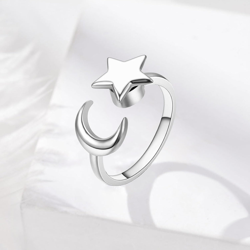 INFUSEU Funny Spinner Fidget Rings for Women Girls Anti Anxiety Stress Worry, Adjustable Size