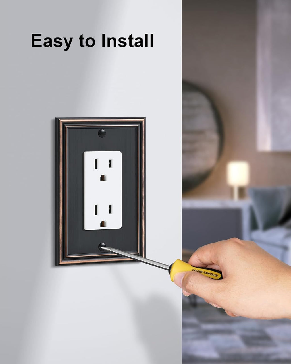 6-Pack Decorator Outlet Cover Plate, Aged Bronze Decorative Switch Plates and Outlet Covers, Durable Zinc Alloy Wall Plates for Electrical Outlets, Receptacle, GFCI Outlet, Dimmer Switch