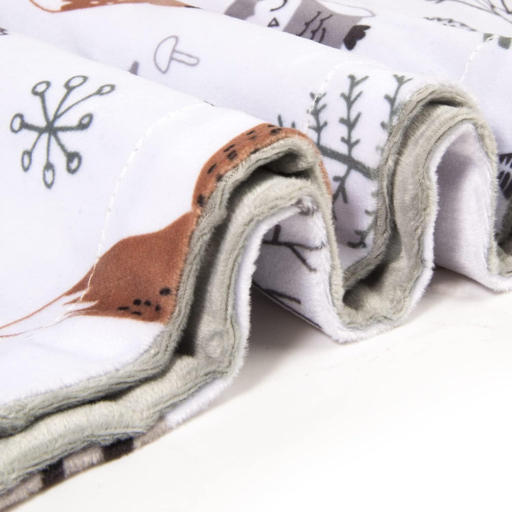 Baby Blanket for Kids with Forest Foxes Soft Plush Minky Blanket with Double Layer Dotted Backing for Bed Sofa Traveling 50 x 60 Inch(125x150cm)