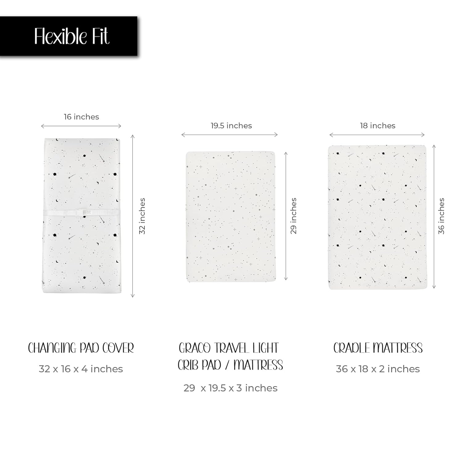 Ely’s & Co. Changing Pad Cover, Diaper Changing Table Sheets, 2 Pack, Cradle Sheet Set for Baby Boys/Girls, 100% Jersey Knit Cotton, Black and White Celestial Collection, 32”x16”x5”